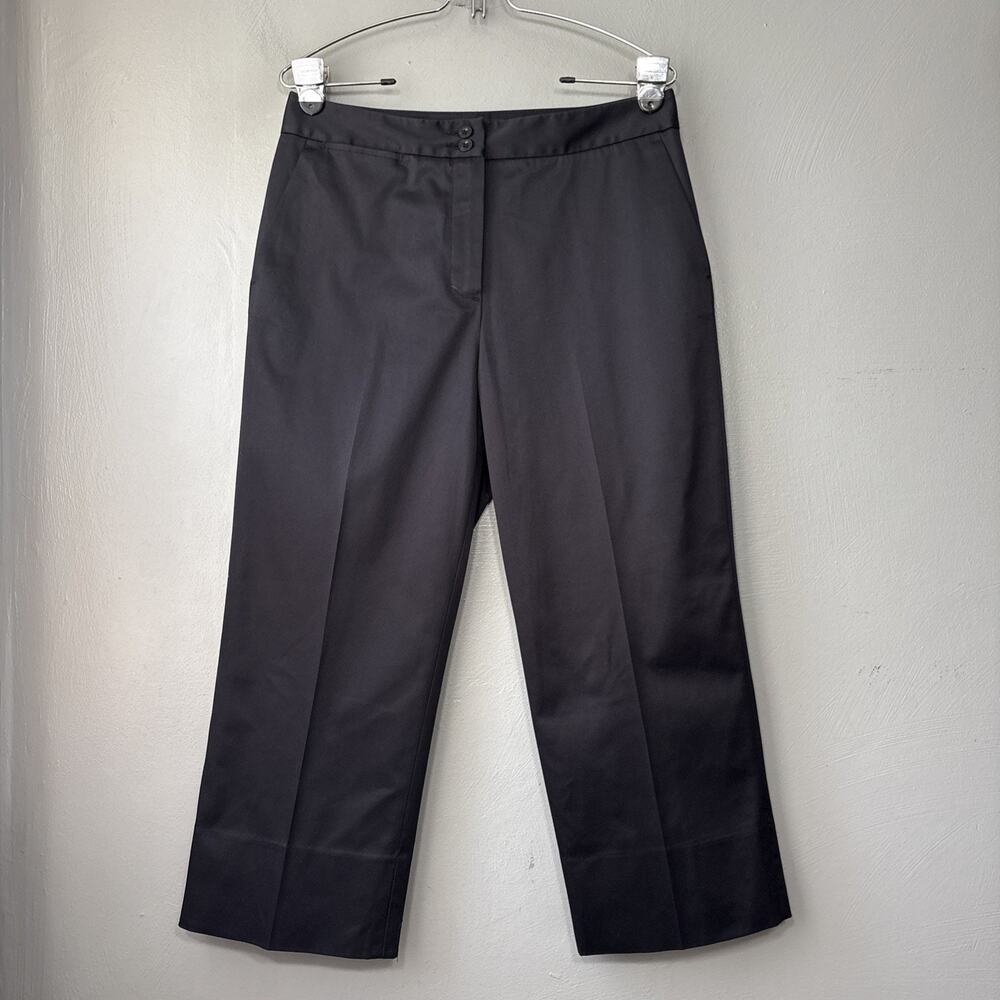 Foxcroft Trouser Capris Womens Size 6 Black Non Iron Career Office Preppy Gothic